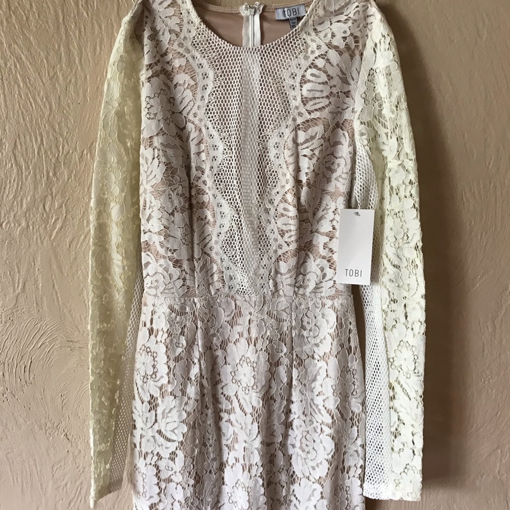 NWT Tobi White Lace Mini Dress